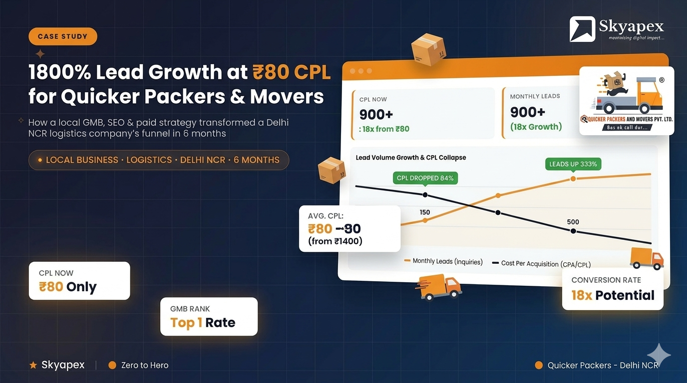 How we scaled Quicker Packers and Movers Delhi NCR from 50 to 900 leads