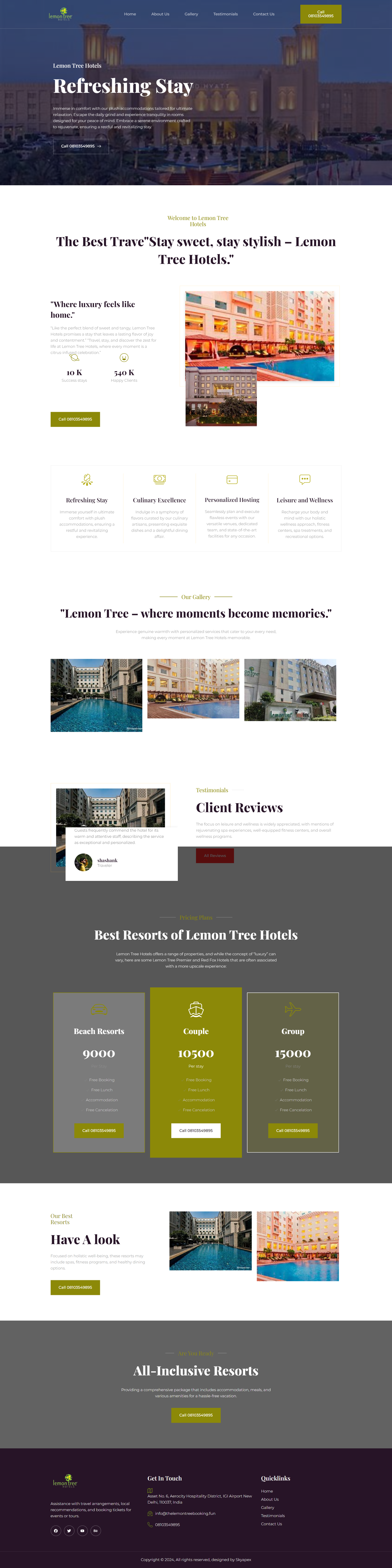 Lemon Tree Hotel Booking website